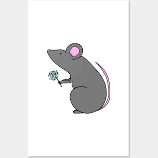 Lil mouse with lil flower Posters and Art